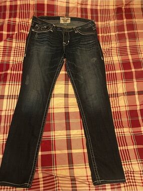 Big Star Maddie Dark Blue Jeans with White Stitching